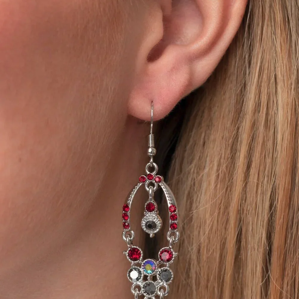 Paparazzi Jewelry Accessories - Sophisticated Starlet - Red Earrings - Vintage